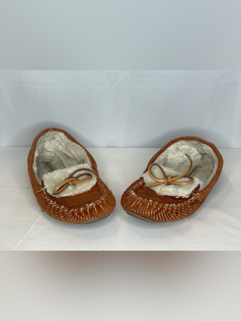 Lucky Brand Brown Tan Faux Fur Moccasin Slippers